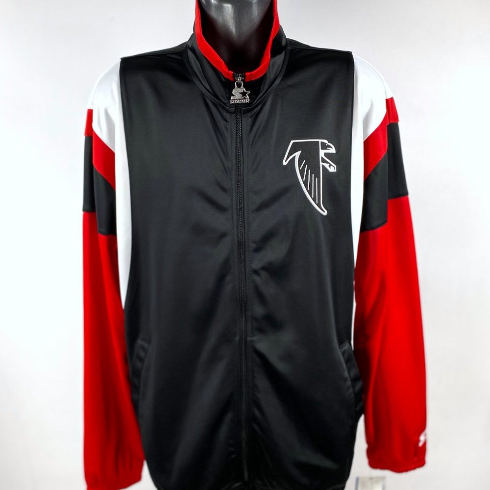 COPY - ATLANTA FALCONS NFL Full Zip Track Jacket BLACK RED & WHITE  XL 2X